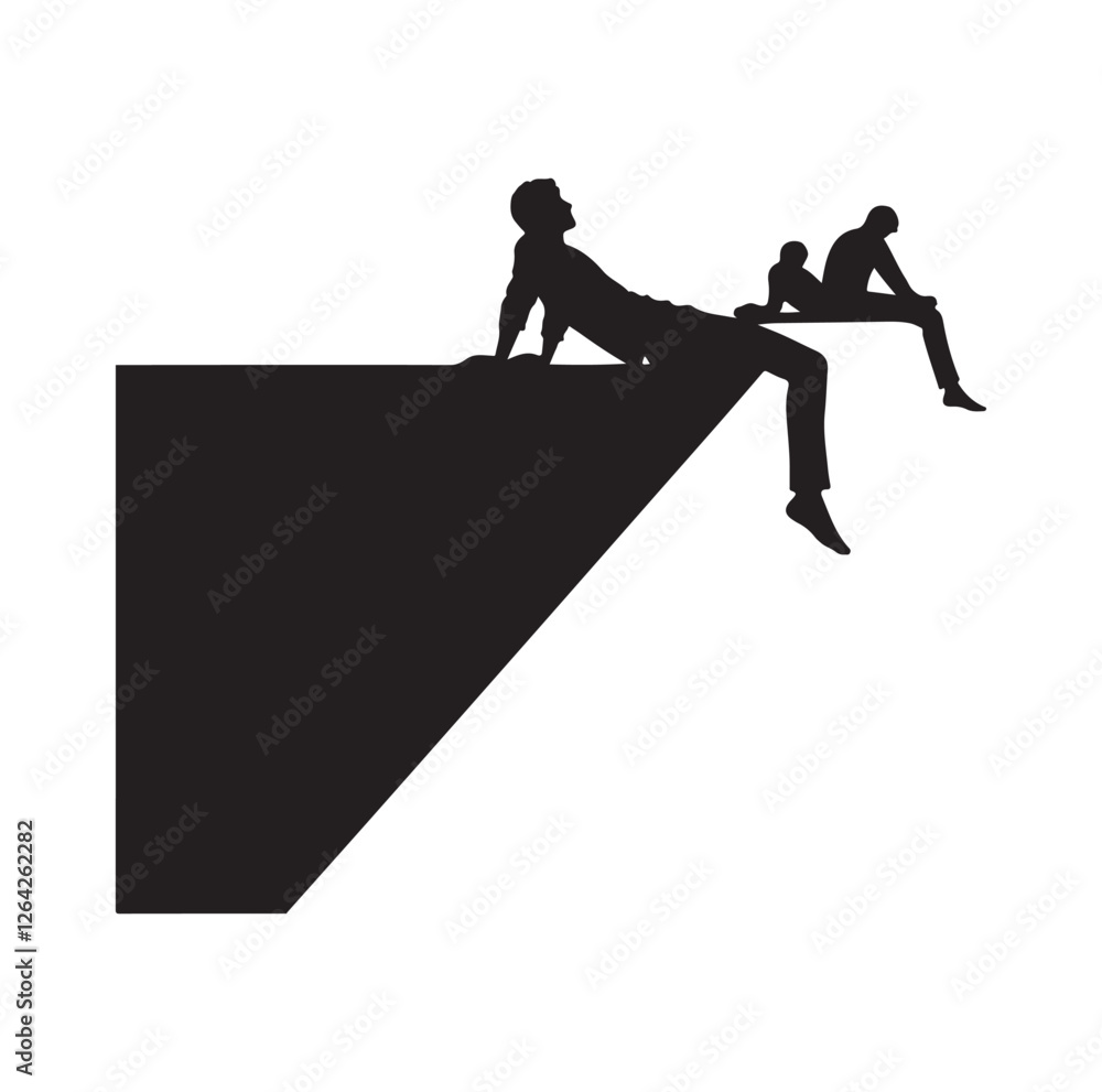 People lying on the ledge of a wall silhouette vector illustration People lying on the ledge of a wall silhouette vector illustration