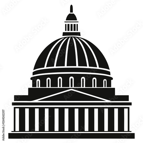 silhouette vector of central dome of a government building