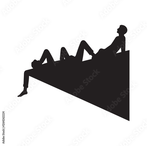 People lying on the ledge of a wall  silhouette vector illustration