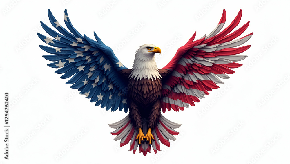 Obraz premium A Majestic Bald Eagle with a Twist – Its Plumage Replaced with Unique and Artistic Elements