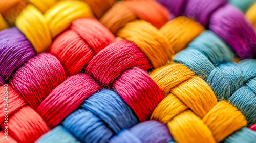 Intricate Pattern of Interwoven Threads in Textile Design