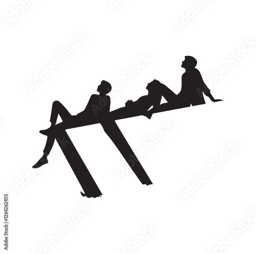 People lying on the ledge of a wall  silhouette vector illustration
