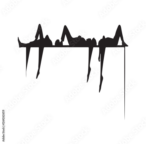 People lying on the ledge of a wall  silhouette vector illustration