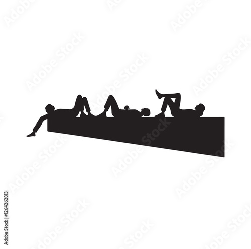 People lying on the ledge of a wall  silhouette vector illustration
