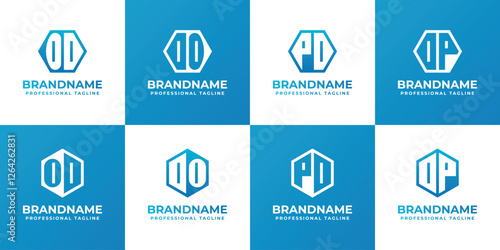 Letters DO OD DP PD Hexagon Logo Set, suitable for business with DO OD DP PD initials