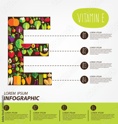 Vitamin E. Vitamins and minerals concept. vector illustration.