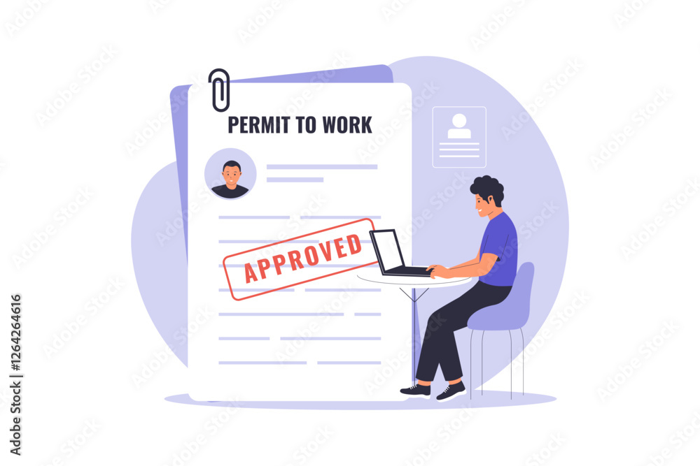 Vector illustration of work permit Vector illustration of work permit