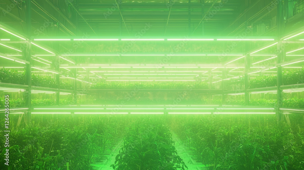 Obraz premium Lattice Facade Blending Technology with Orchard Greenery