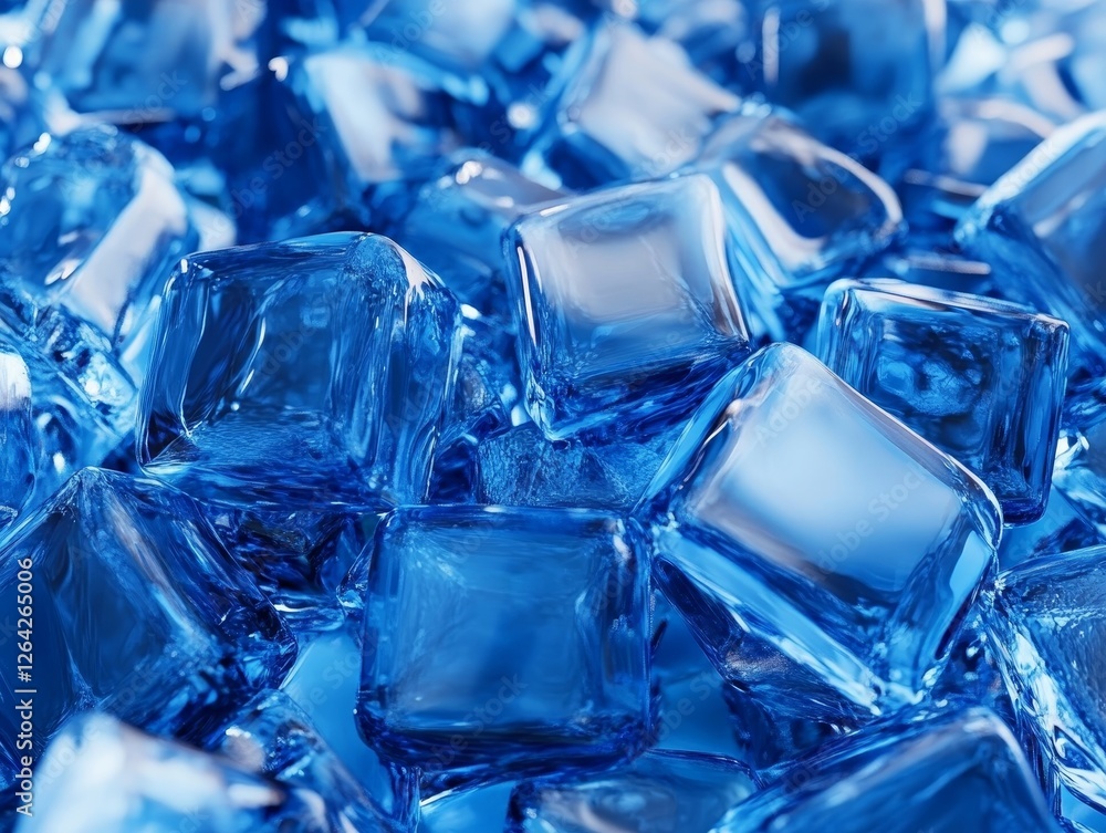 Obraz premium Abstract blue cubes, fluid design, 3d render, Generative AI