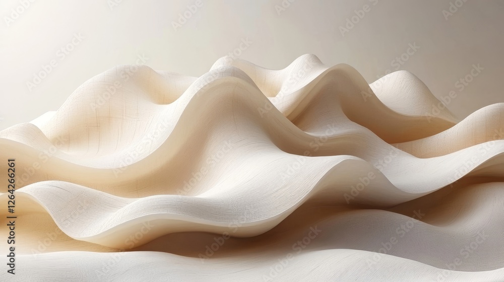 Obraz premium Abstract minimalist waves, layered design, 3d render, Generative AI