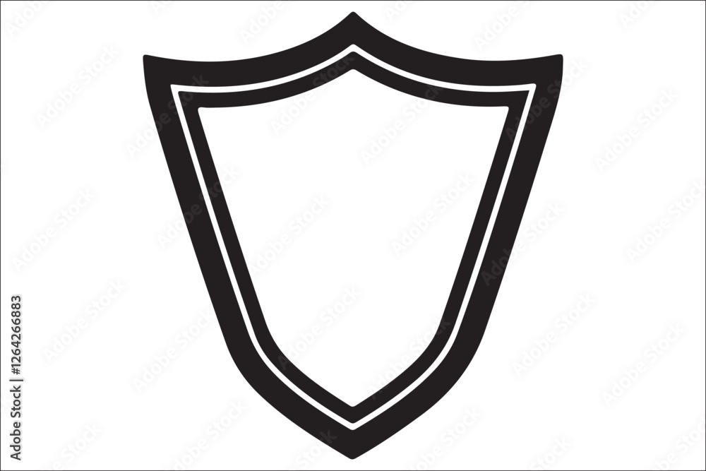 Minimalist Black and White Shield on White Background Minimalist Black and White Shield on White Background