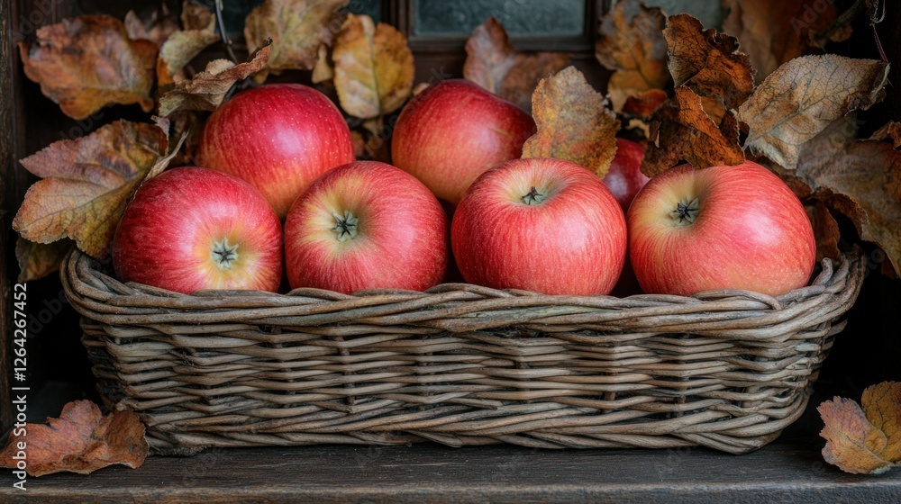 Autumn Harvest: A Basket of Red Apples Autumn Harvest: A Basket of Red Apples
