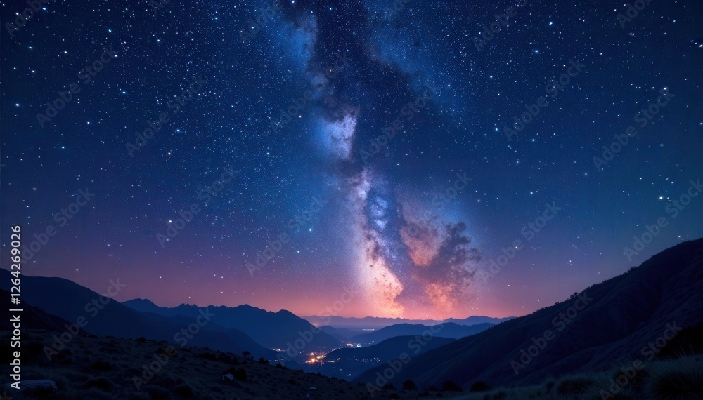 starry night sky with twinkling stars on dark canvas, space, galaxy, astronomy