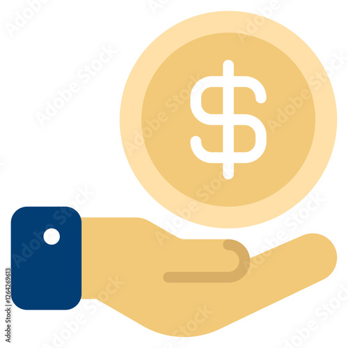 Hand Offering a Coin with Dollar Sign Icon