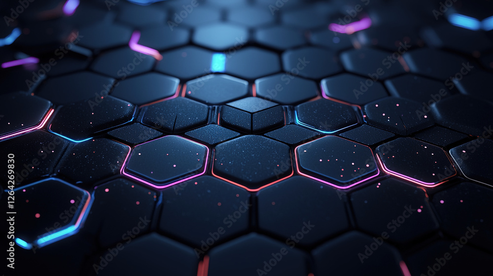 Fototapeta premium Abstract connection design with hexagonal pattern. Networking and data technology inspired theme background. 