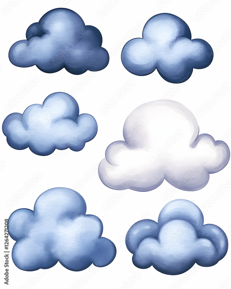 Fluffy cloud illustration, isolated on white, for weather forecast, education, kids generative AI Fluffy cloud illustration, isolated on white, for weather forecast, education, kids generative AI