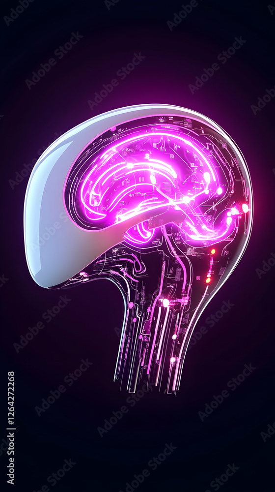Futuristic brain glowing in the dark for medical, science or mental health projects generative AI Futuristic brain glowing in the dark for medical, science or mental health projects generative AI