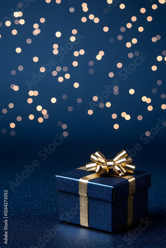 Wallpaper Mural Gift box with golden ribbon against bokeh lights for holiday occasion, background generative AI Torontodigital.ca
