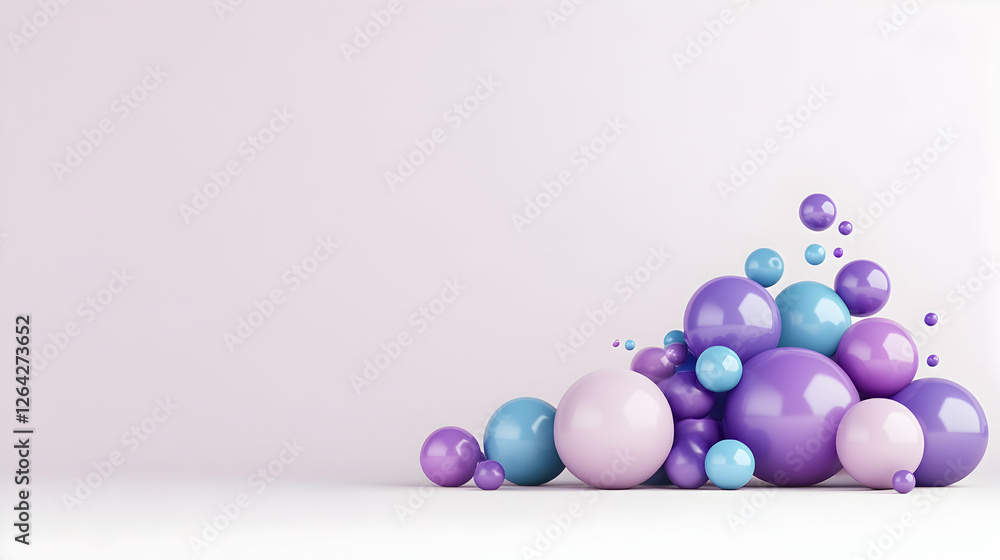 Glossy spheres scattered in a corner creating a background image for decoration generative AI Glossy spheres scattered in a corner creating a background image for decoration generative AI