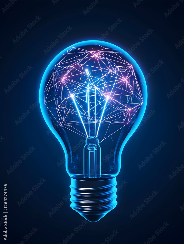 Glowing Light Bulb Concept Plexus Structure Inside, Creative Idea, Network Background generative AI Glowing Light Bulb Concept Plexus Structure Inside, Creative Idea, Network Background generative AI