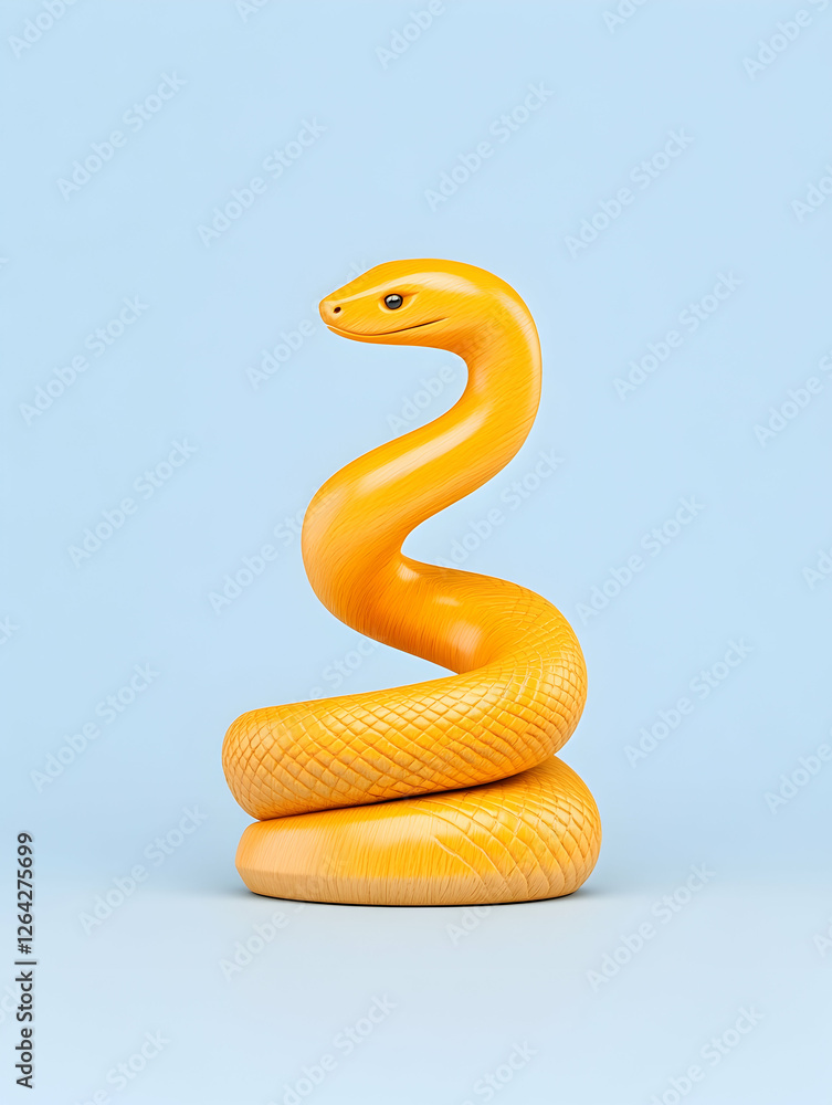 Naklejka premium Golden Snake coiled on a pastel background. Wildlife and nature imagery generative AI