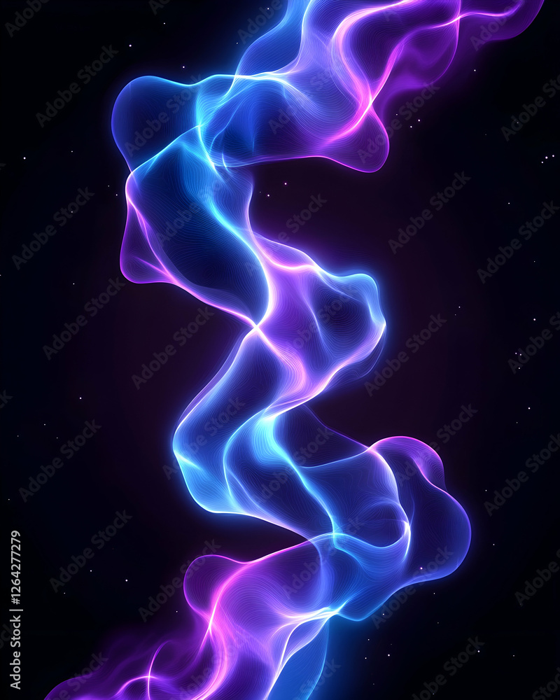 Abstract blue and purple waves flow across the night sky. Possible wallpaper generative AI Abstract blue and purple waves flow across the night sky. Possible wallpaper generative AI