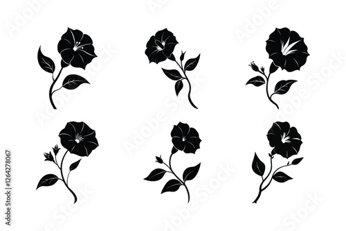Four O’Clock (Mirabilis jalapa) silhouette vector illustraion