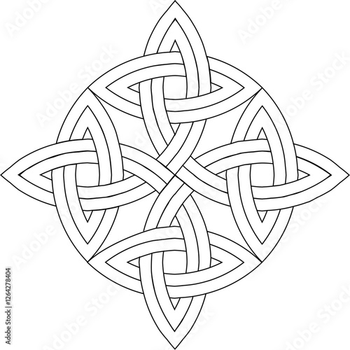 vector illustration, georgian ornament, seamless pattern, black and white, georgian intertwining ornament, abstract circle ornament
