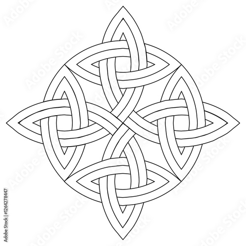 vector illustration, georgian ornament, seamless pattern, black and white, georgian intertwining ornament, abstract circle ornament