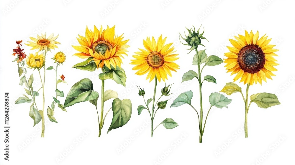 Naklejka premium Vibrant Sunflower Collection