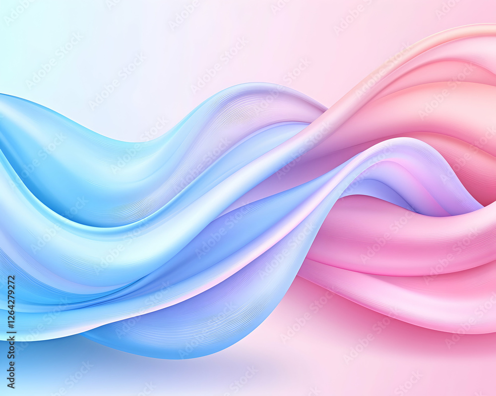 Obraz premium Abstract silk waves in pink and blue, flowing gently for backgrounds and designs generative AI