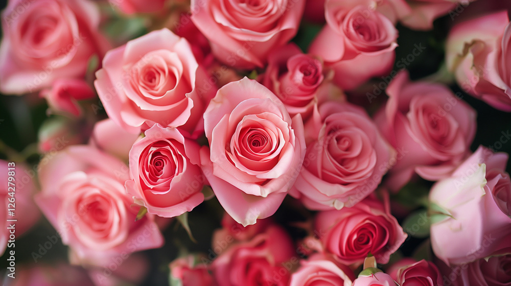 Fototapeta premium Close-up of beautiful pink roses for wedding and valentines day cards