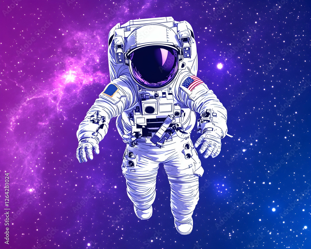Astronaut floating, exploring cosmos with nebulae background, for science and adventure use generative AI Astronaut floating, exploring cosmos with nebulae background, for science and adventure use generative AI