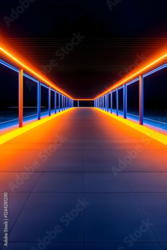 Illuminated corridor in a modern building showing path  perspective  and darkness generative AI