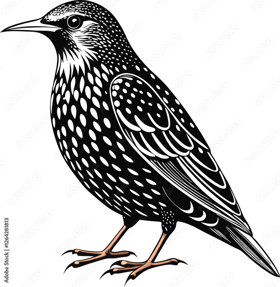 Fototapeta premium starling-black-and-white.