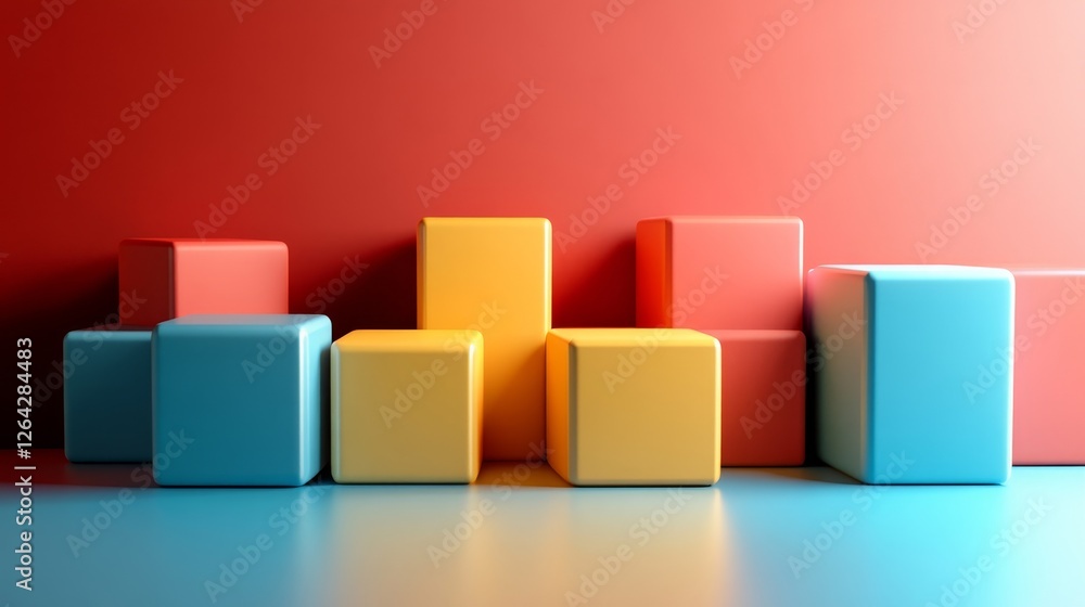 Abstract colorful cubes, geometric design, 3d render, Generative AI Abstract colorful cubes, geometric design, 3d render, Generative AI