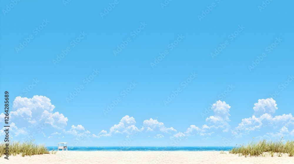 White Sand Beach And Blue Sky With Clouds White Sand Beach And Blue Sky With Clouds