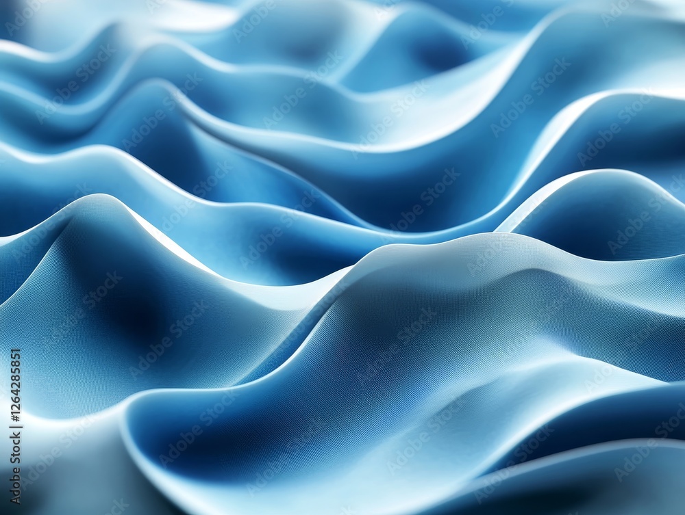 Obraz premium Abstract blue waves, layered design, 3d render, Generative AI