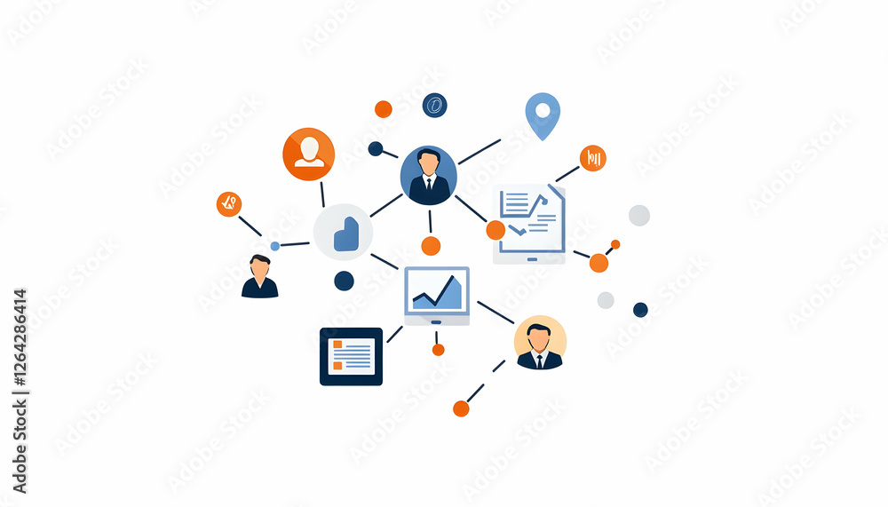 Business network illustration with connections for finance or communication use generative AI Business network illustration with connections for finance or communication use generative AI