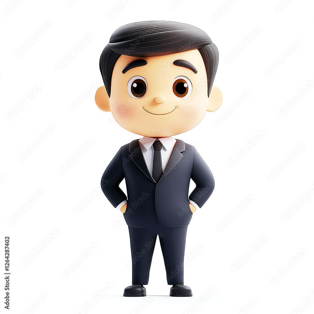 3D Render of a Smiling Businessman: A Portrait of Success and Professionalism 3D Render of a Smiling Businessman: A Portrait of Success and Professionalism