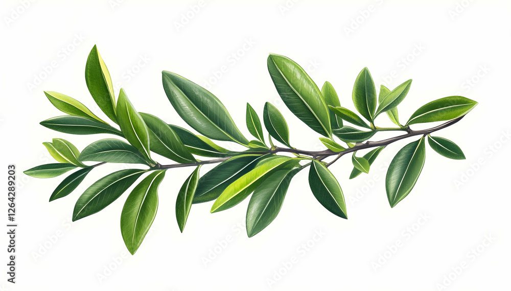 Olive branch with leaves on a white background used for decoration and design generative AI Olive branch with leaves on a white background used for decoration and design generative AI
