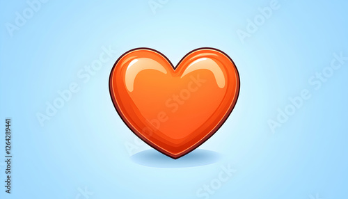 Free Download Orange heart shining on blue for Valentine's Day, love symbol for graphic design generative AI - GFXLoad