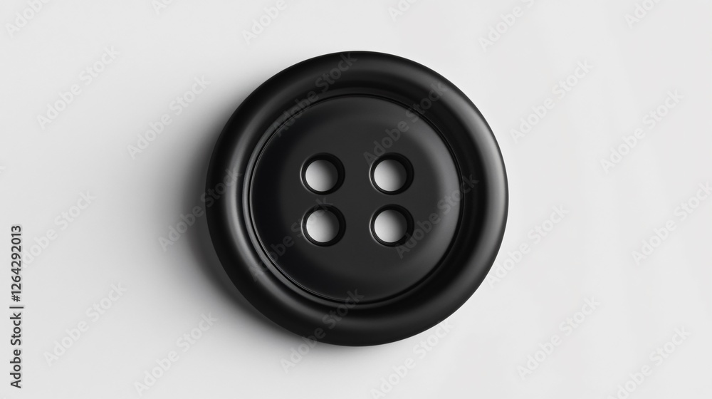 Black Plastic Button Isolated on White Background