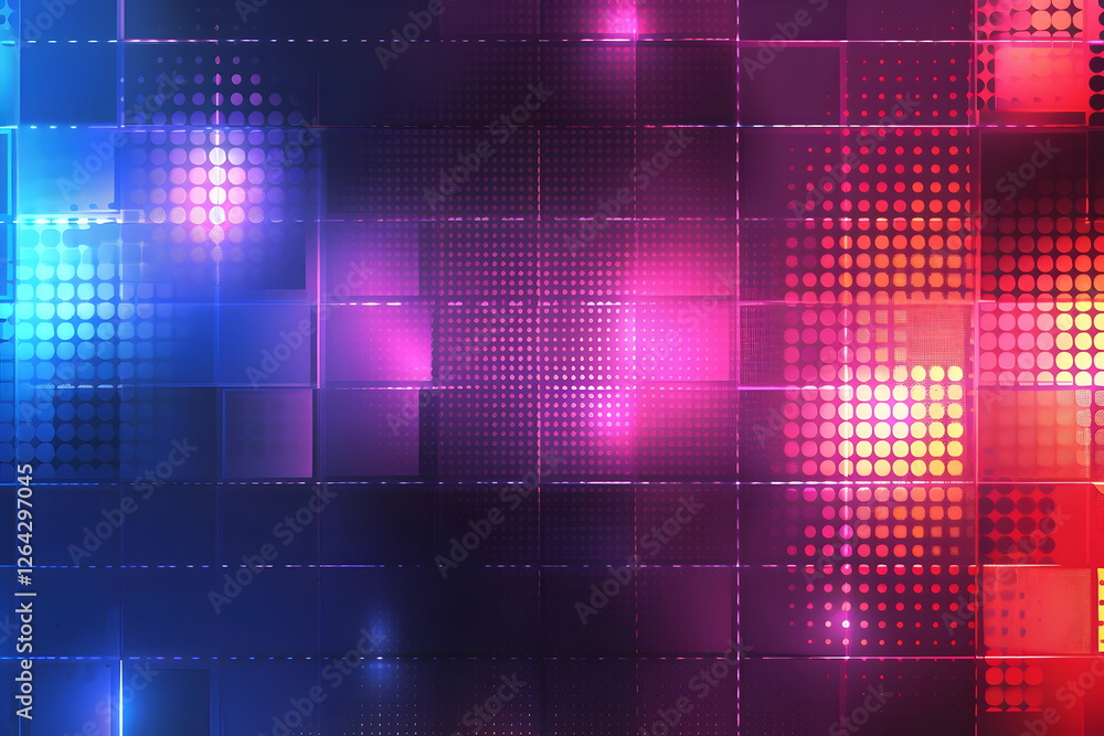 Colorful abstract background with vibrant dots and squares creating a dynamic visual effect Colorful abstract background with vibrant dots and squares creating a dynamic visual effect