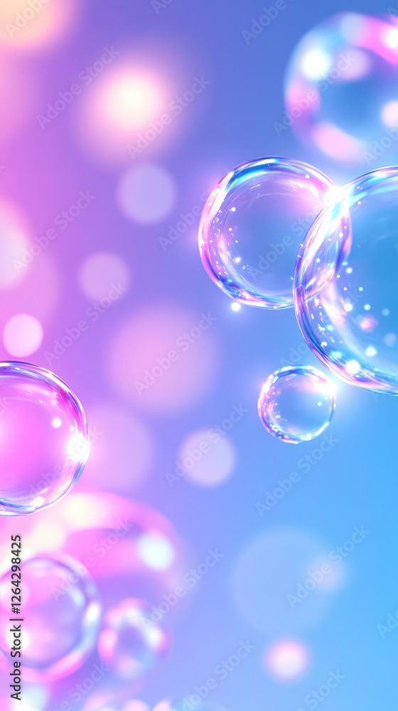 Bubbles floating in soft glowing background with pastel colors Bubbles floating in soft glowing background with pastel colors