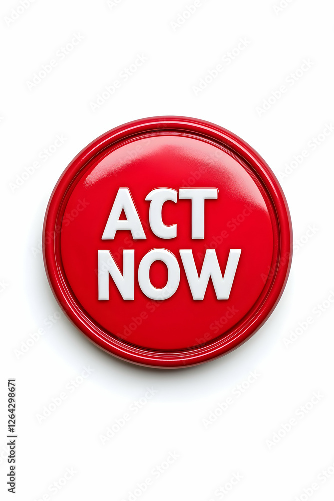 Red 'Act Now' Button, urgency, call to action, isolated on white, attention grabber generative AI Red 'Act Now' Button, urgency, call to action, isolated on white, attention grabber generative AI