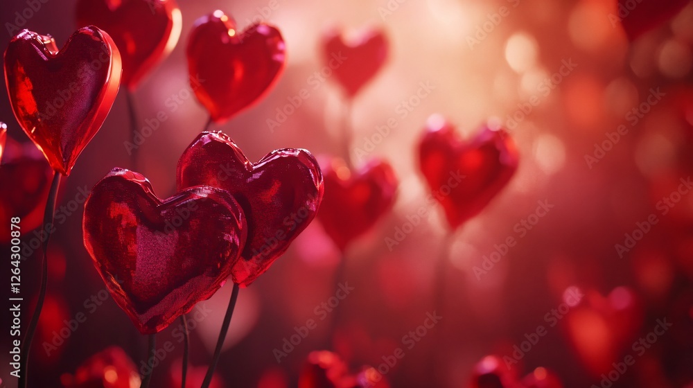 Valentines Day Background with Hearts and Swirls