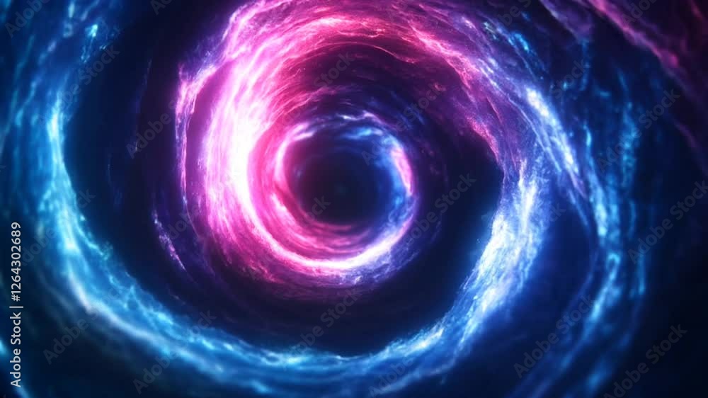 Abstract glowing vortex with swirling neon blue and pink lights in deep space Abstract glowing vortex with swirling neon blue and pink lights in deep space
