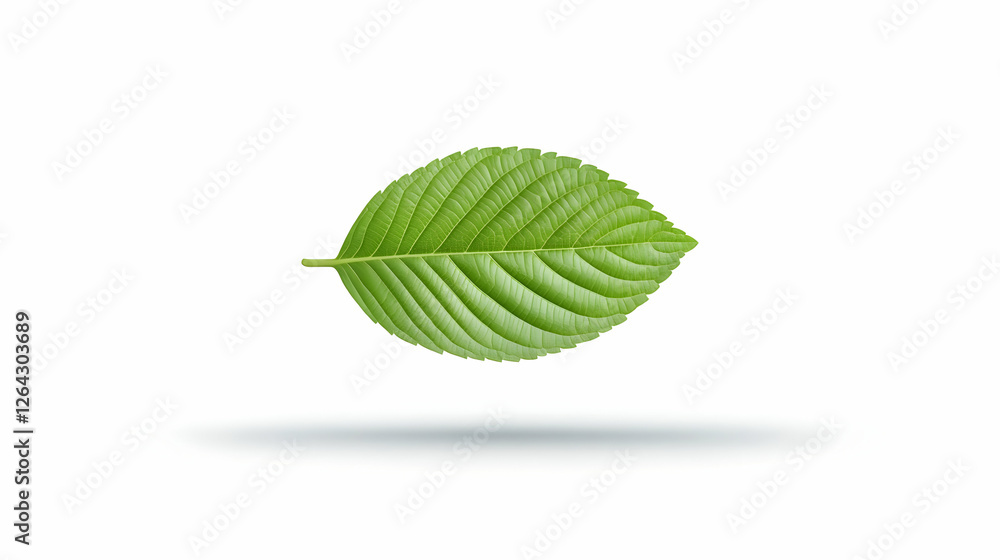Obraz premium Single leaf with veins on white background, used for nature and plant concepts generative AI