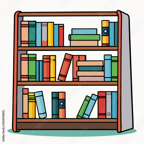 bookshelf with books - vector illustration